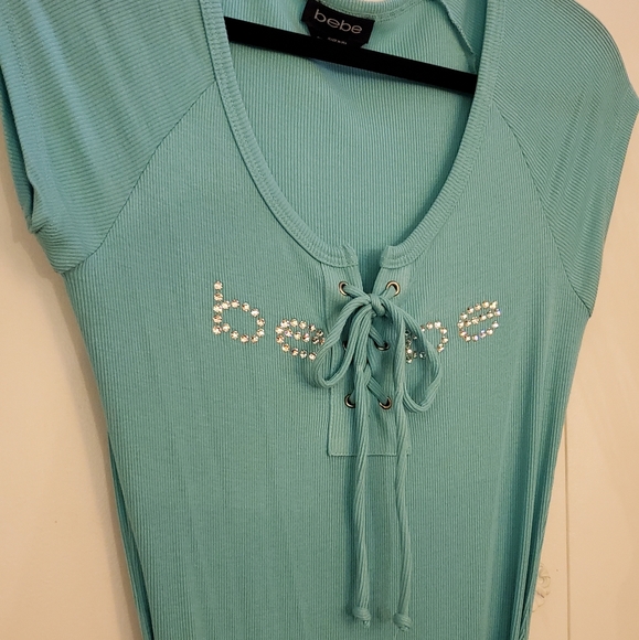 Vintage bebe Baby Blue Dress corset lace up rare vintage y2k 2000s belted - Picture 2 of 3